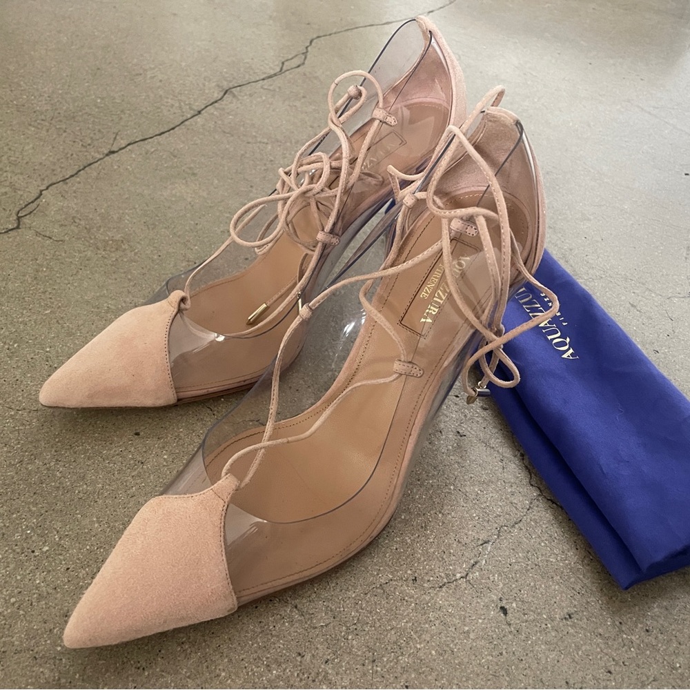Aquazurra pointed toe lace up heels